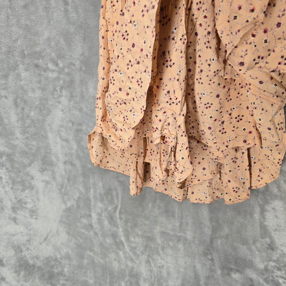 Blue Life Romper Womens S Peach Floral Smocked Strapless Boho Cottage Dainty - Picture 14 of 14